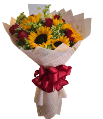 Ramo rosas y girasoles