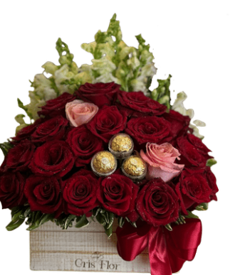 Caja 24 rosas 55