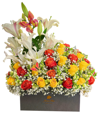 Baul de rosas y lilium